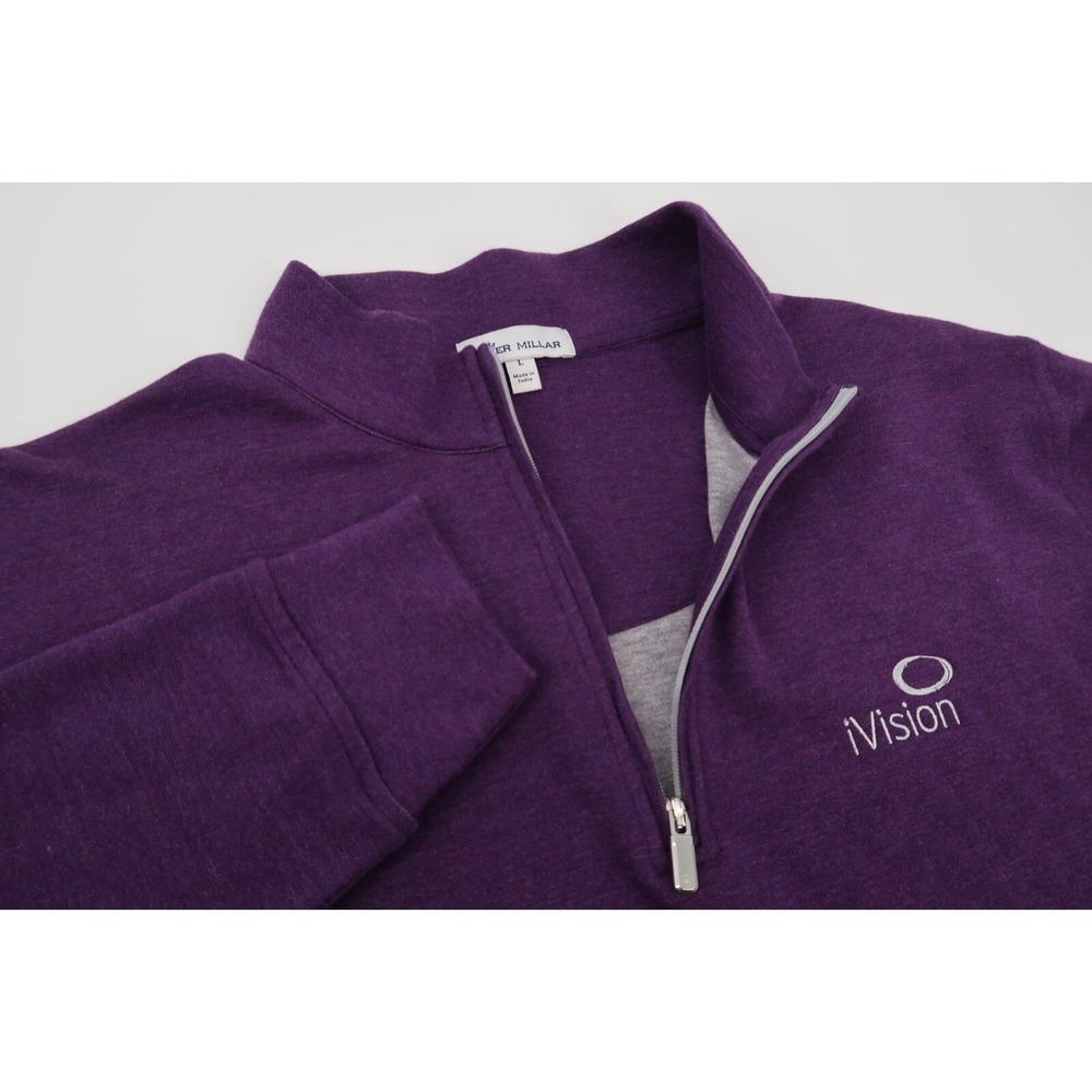 Peter Millar Mens Large 1/4 Zip Purple Solid Golf Pullover Jacket Cotton